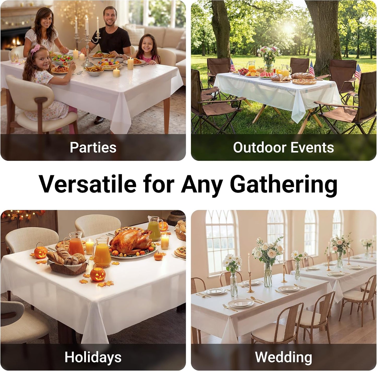 Premium White Disposable Plastic Tablecloth